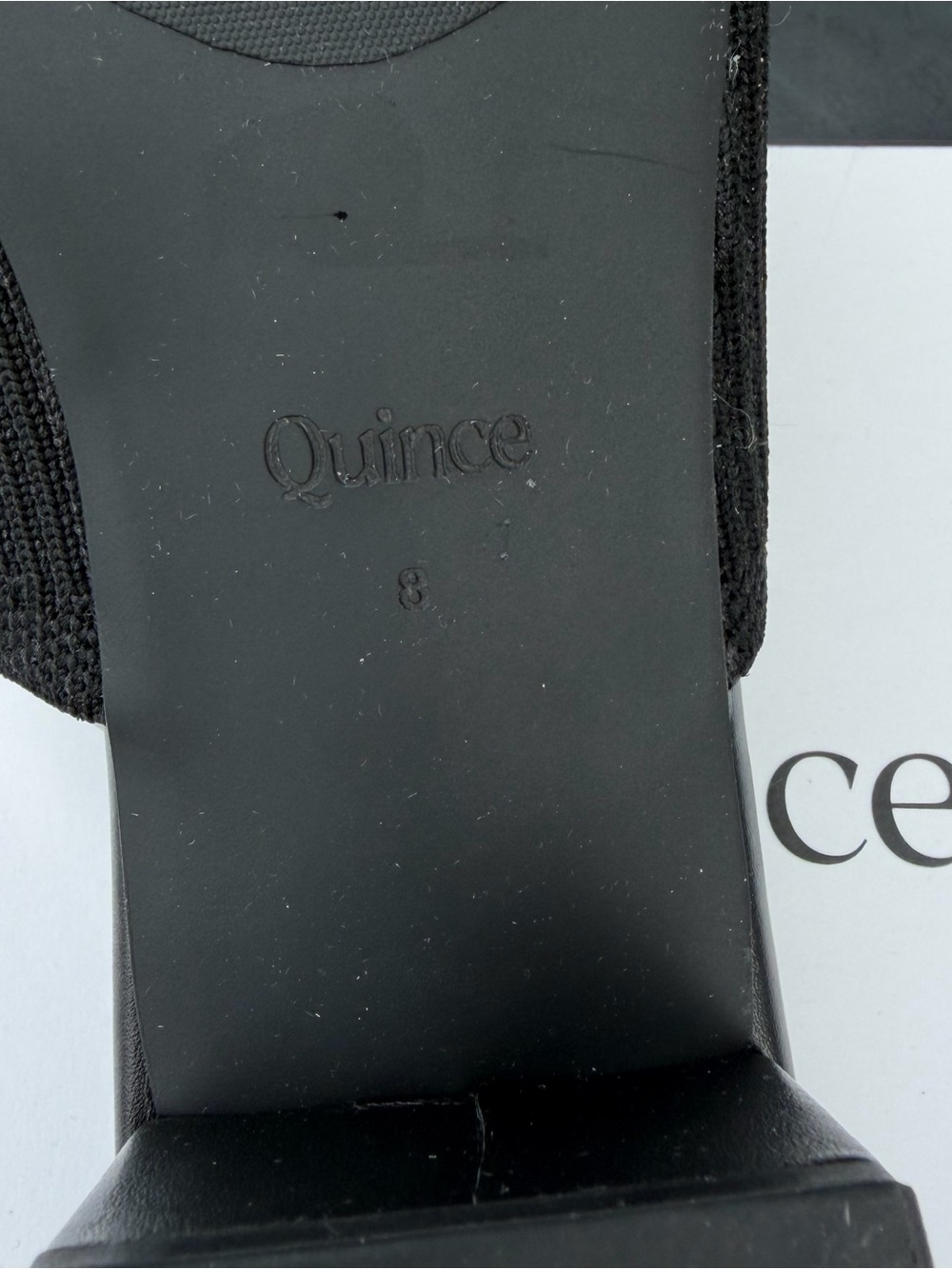 Quince Italian Leather & Eco Knit Heeled Mule Women Sz 8 Shoes Black Knit EUC - Picture 5 of 13